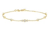 14KT Yellow Gold Plated Bracelet with CZs - 7.25"